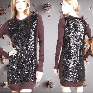 Diane von Furstenberg Danette Burgundy Wool Knit & Confetti Sequin Dress Sz P/S